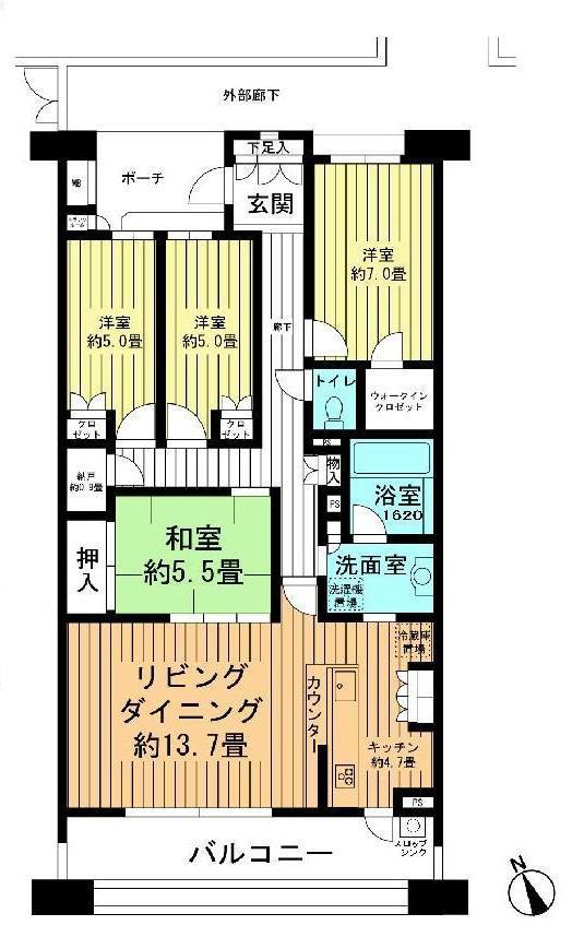 Floor plan. 4LDK, Price 63,800,000 yen, Occupied area 99.22 sq m , Balcony area 15.2 sq m