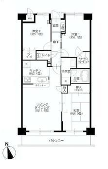 Floor plan. 3LDK, Price 31,900,000 yen, Occupied area 70.34 sq m , Balcony area 8.7 sq m