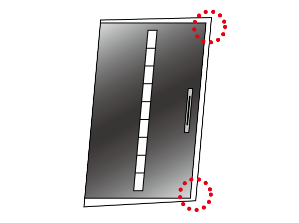 Security.  [TaiShinwaku (dwelling unit entrance)] Adopted Tai Sin door frame took the gap between the door and the door frame to the generous. Distortion door frame by shaking at the time of the earthquake, Door prevents the escape route can not be secured without can be opened and closed. (Conceptual diagram)