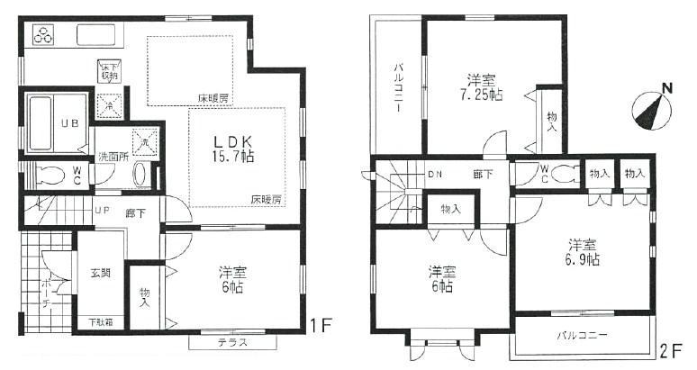 Floor plan. 31,800,000 yen, 4LDK, Land area 127.68 sq m , Building area 98.74 sq m