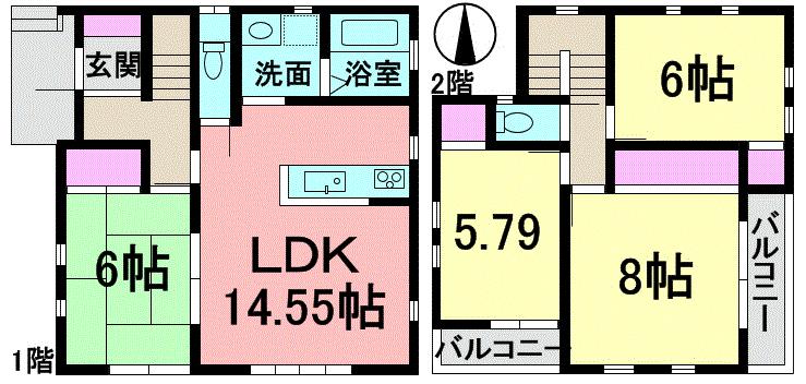 Floor plan. 45,800,000 yen, 4LDK, Land area 132.01 sq m , Building area 94.73 sq m