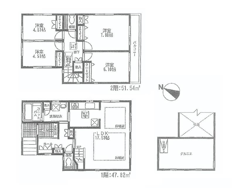 Floor plan. (B Building), Price 42,850,000 yen, 4LDK, Land area 103.1 sq m , Building area 99.36 sq m