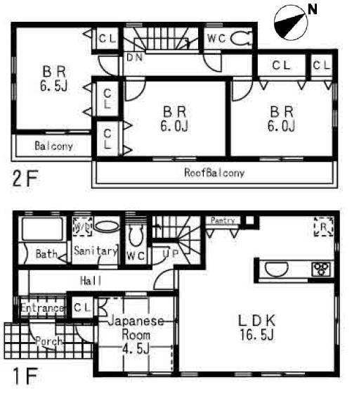 Floor plan. (E Building), Price 51,800,000 yen, 4LDK, Land area 136.21 sq m , Building area 99.36 sq m