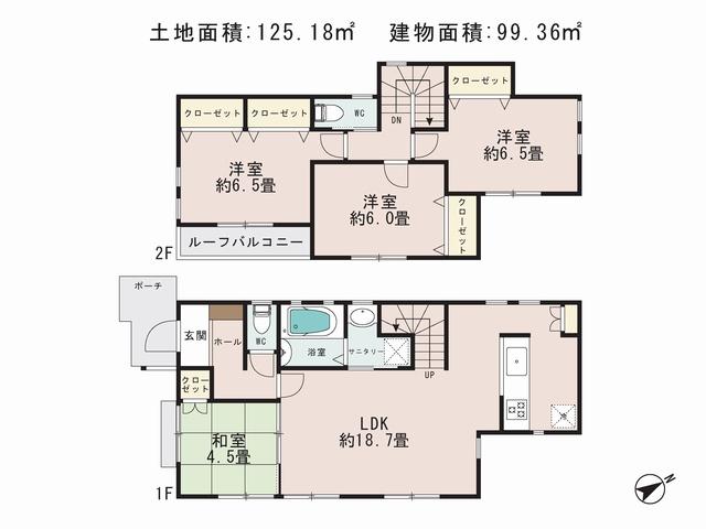 Floor plan. (A), Price 58,800,000 yen, 4LDK, Land area 125.18 sq m , Building area 99.36 sq m