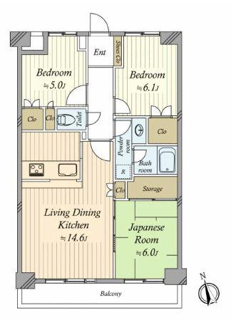 Floor plan. 3LDK, Price 29,800,000 yen, Occupied area 70.34 sq m , Balcony area 8.7 sq m per yang is good southwestward dwelling unit