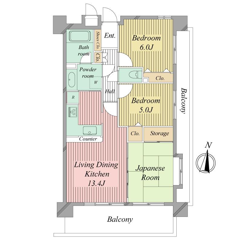 Floor plan. 3LDK, Price 22,900,000 yen, Occupied area 66.38 sq m , Balcony area 21.49 sq m