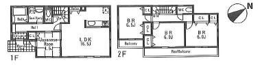 Floor plan. (E), Price 53,800,000 yen, 4LDK, Land area 136.21 sq m , Building area 99.36 sq m