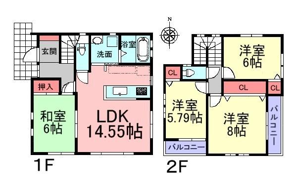Floor plan. 45,800,000 yen, 4LDK, Land area 132.01 sq m , Large space of 20 tatami than if Tsunagere the building area 94.73 sq m Japanese and LDK! It is a popular floor plans that can be used in flexible.