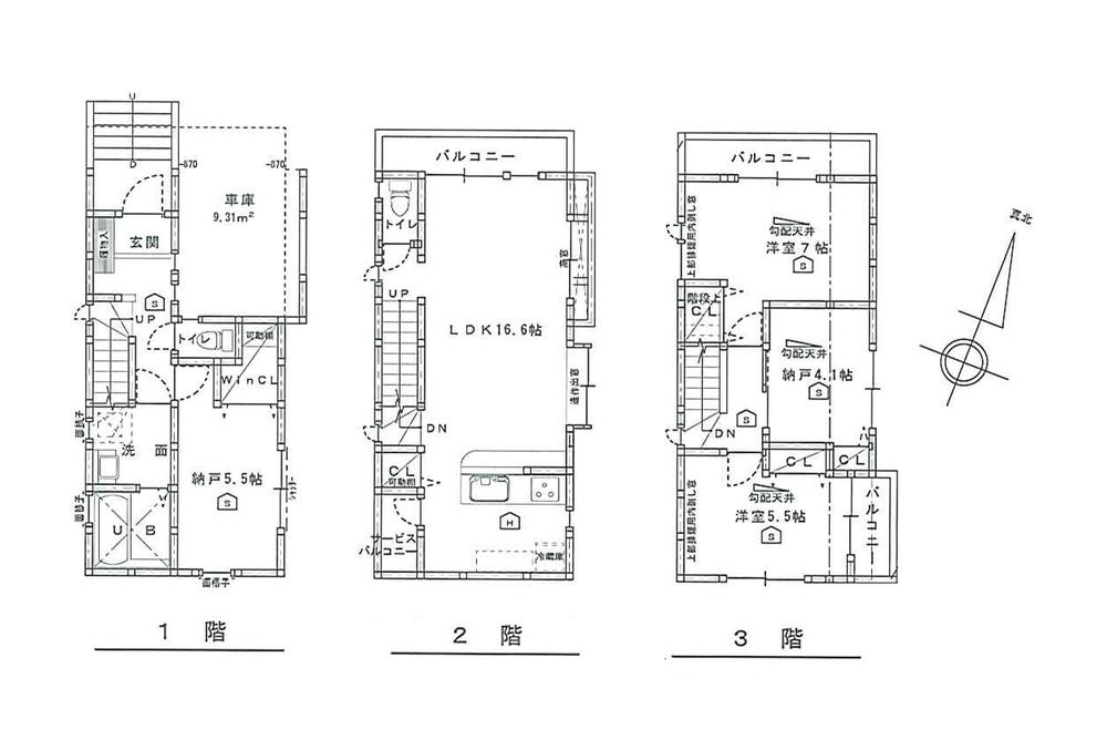 Floor plan. (1 Building), Price 39,800,000 yen, 4LDK, Land area 60.06 sq m , Building area 105.57 sq m