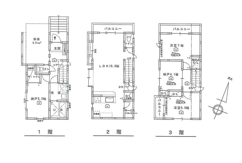 Floor plan. (Building 2), Price 39,800,000 yen, 4LDK, Land area 60.06 sq m , Building area 105.57 sq m