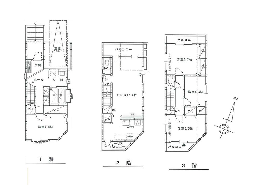 Floor plan. (3 Building), Price 43,800,000 yen, 4LDK, Land area 73.47 sq m , Building area 112.81 sq m