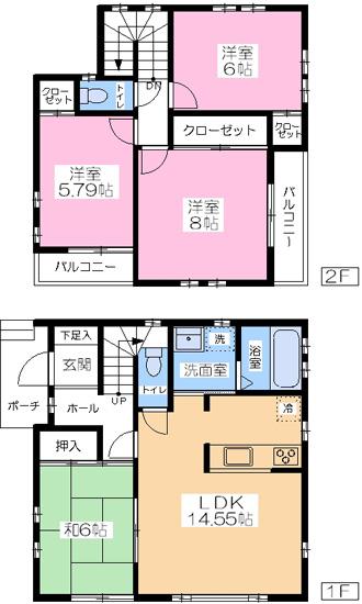 Floor plan. 45,800,000 yen, 4LDK, Land area 132.01 sq m , Building area 94.73 sq m