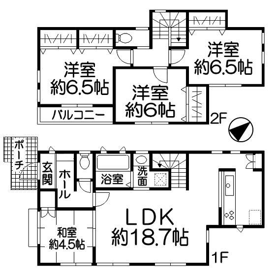 Floor plan. (A Building), Price 58,800,000 yen, 4LDK, Land area 125.18 sq m , Building area 99.36 sq m
