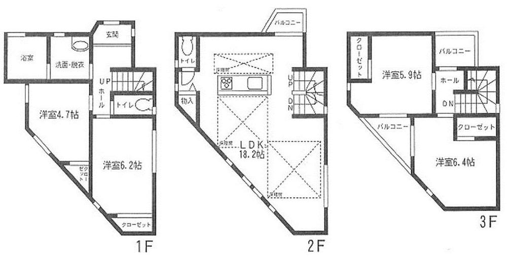 Floor plan. (5 Building), Price 41,800,000 yen, 4LDK, Land area 83.89 sq m , Building area 99.29 sq m