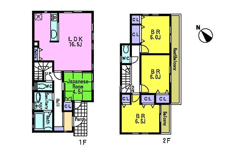 Floor plan. 51,800,000 yen, 4LDK, Land area 136.21 sq m , It is LDK16.5 Pledge and the floor plan of 4LDK with all room storage of building area 99.36 sq m face-to-face kitchen.