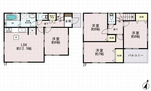 Floor plan. 42,800,000 yen, 4LDK, Land area 106.33 sq m , Building area 84.24 sq m