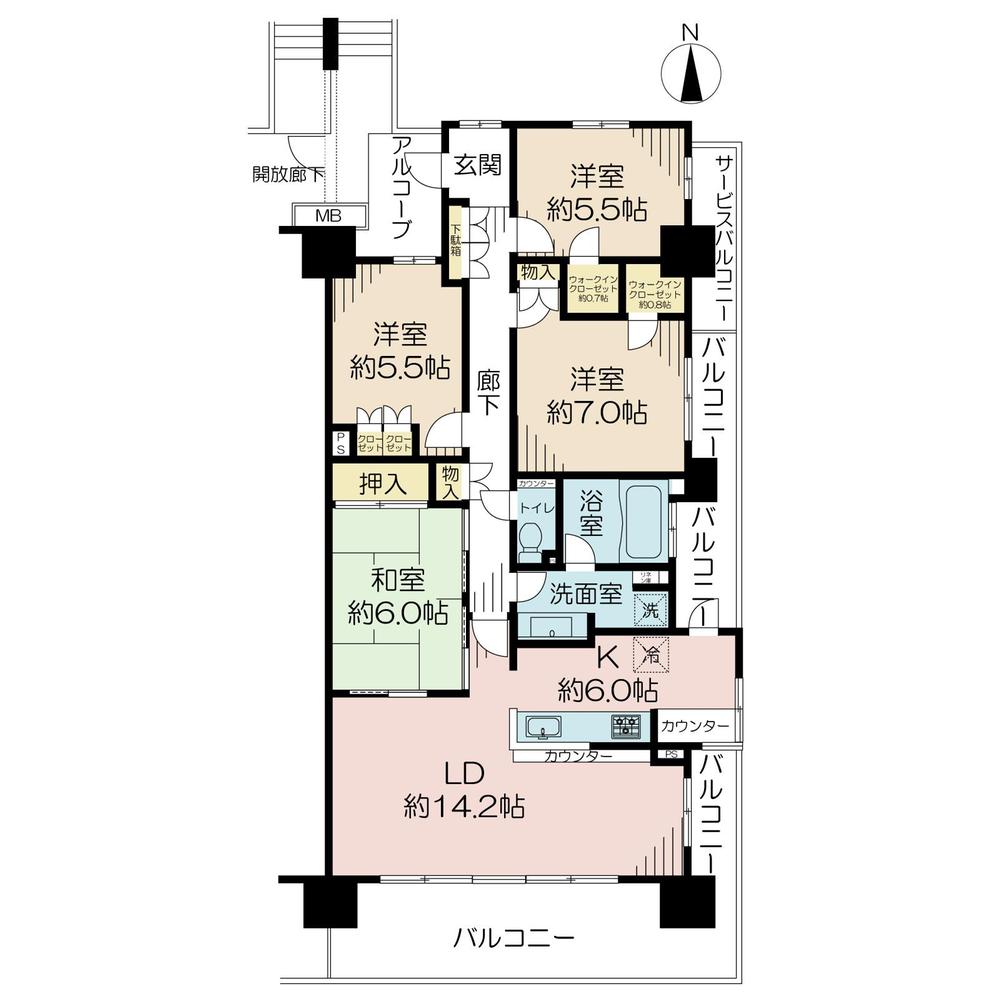 Floor plan. 4LDK, Price 44,900,000 yen, Footprint 99.1 sq m , Balcony area 25.03 sq m