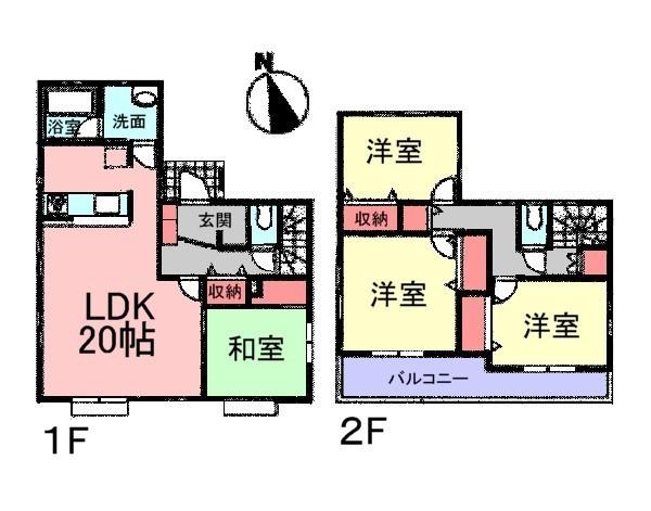 Floor plan. (1 Building), Price 58,800,000 yen, 4LDK, Land area 175.11 sq m , Building area 110.54 sq m