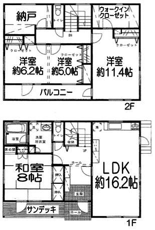 Floor plan. 95,800,000 yen, 3LDK + S (storeroom), Land area 338.69 sq m , Building area 135.1 sq m