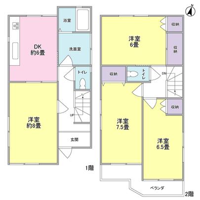 Floor plan. Is 4DK type of building area 75.59 sq m. 