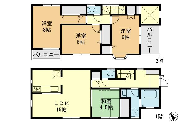 Floor plan. 39,800,000 yen, 4LDK, Land area 110.84 sq m , Building area 96.05 sq m flat 35S corresponding housing. Ground guaranteed 10 years