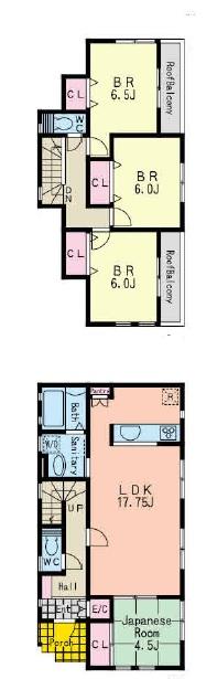 Floor plan. (C Building), Price 51,800,000 yen, 4LDK, Land area 136.2 sq m , Building area 99.78 sq m