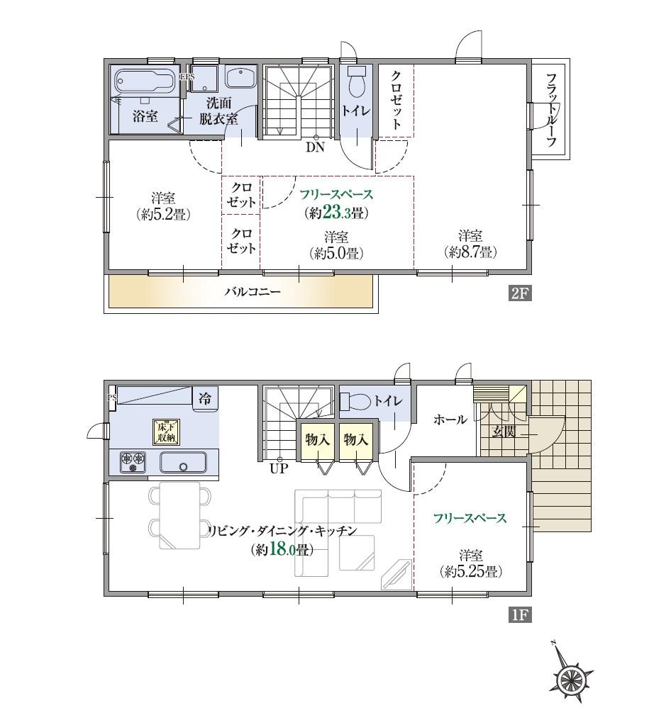 Floor plan. 68,450,000 yen, 1LDK, Land area 165.05 sq m , Building area 100.2 sq m floor plan is 1LDK ~ You can change the 4LDK. (Change of the floor plan will be required separately cost of partition)