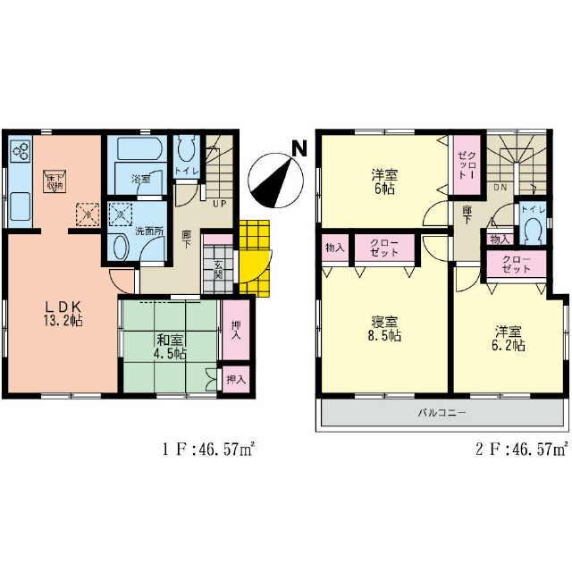 Floor plan. 41,800,000 yen, 4LDK, Land area 109 sq m , Building area 93.14 sq m