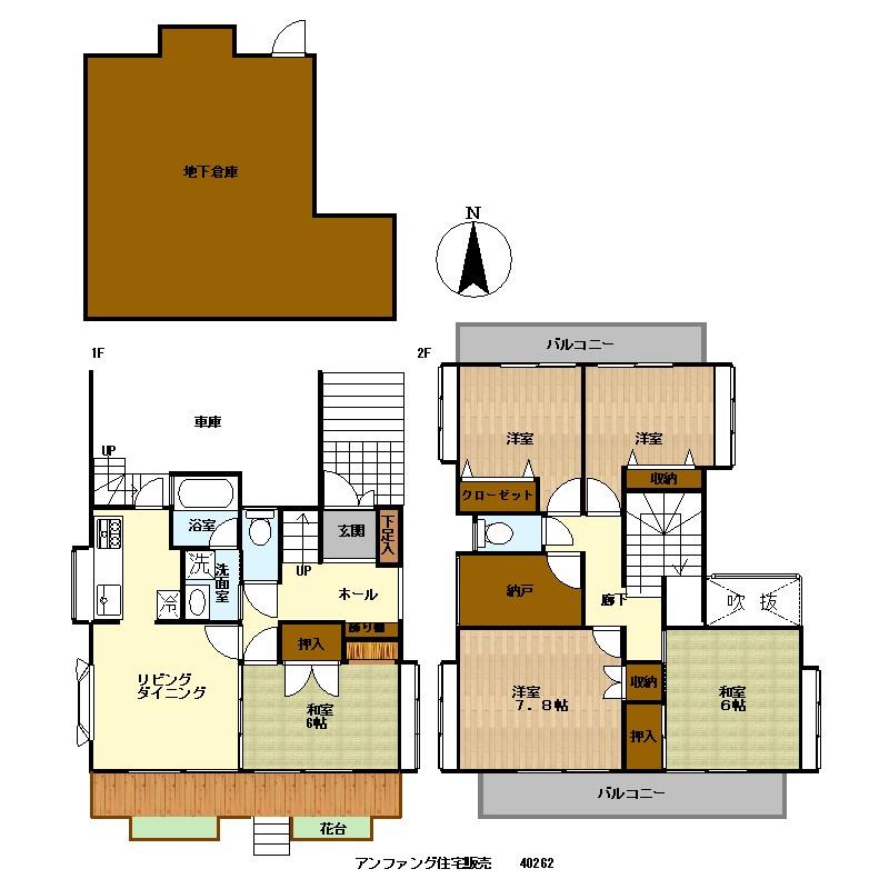 Floor plan. 64,800,000 yen, 5LDK + 2S (storeroom), Land area 169.07 sq m , Building area 165.31 sq m site area: 169.07 sq m building area: 165.31 sq m