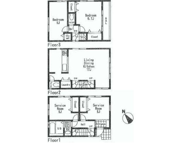 Floor plan. (B Building), Price 28.8 million yen, 4LDK, Land area 71.22 sq m , Building area 94.39 sq m