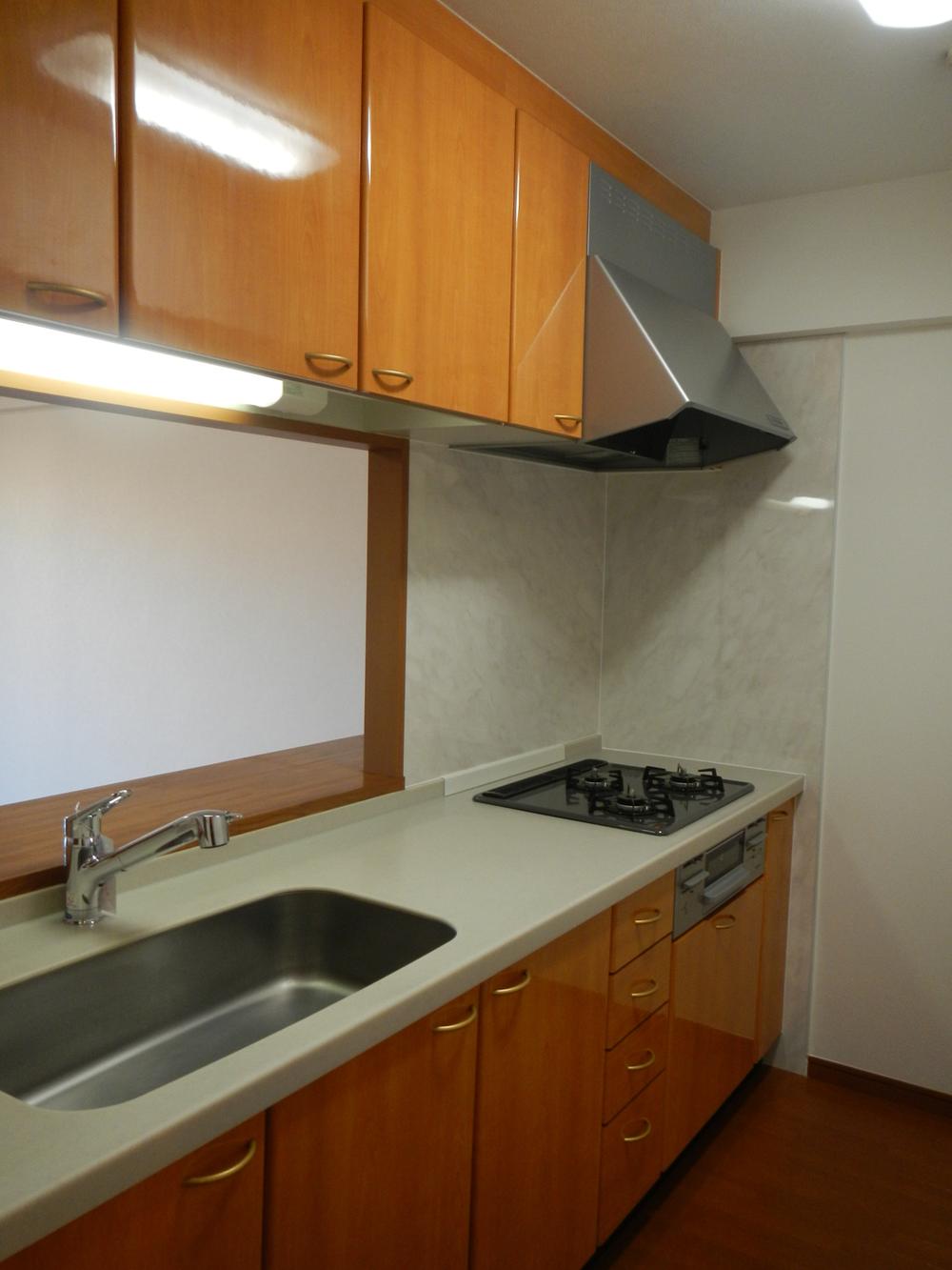 Kitchen. System kitchen of woodgrain