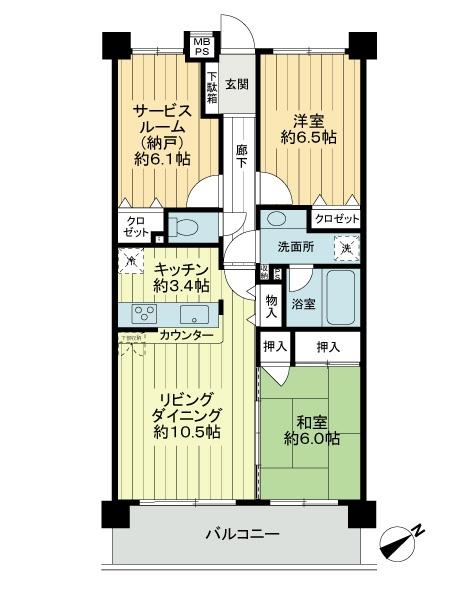 Floor plan. 2LDK + S (storeroom), Price 34,800,000 yen, Occupied area 71.37 sq m , 3LDK of balcony area 9.79 sq m indoor interior renovation completed
