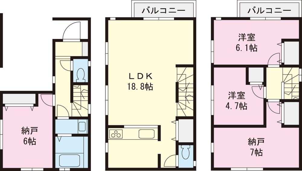 Floor plan. (A Building), Price 30,800,000 yen, 2LDK+2S, Land area 60.89 sq m , Building area 94.2 sq m
