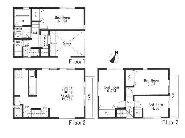 Floor plan. (I Period A Building), Price 37,300,000 yen, 4LDK, Land area 60.78 sq m , Building area 112.88 sq m