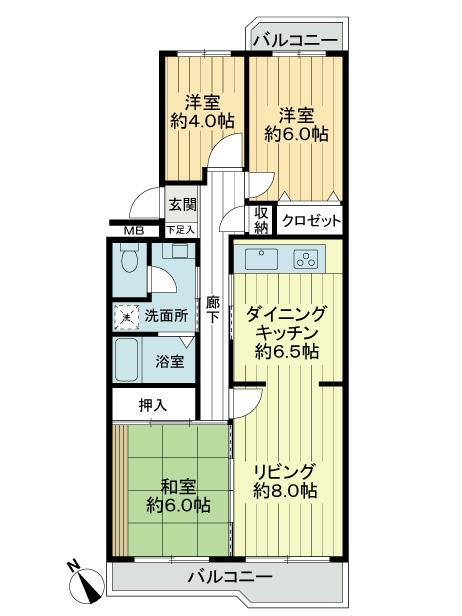 Floor plan. 3LDK, Price 23.8 million yen, Occupied area 77.36 sq m , Balcony area 11.82 sq m