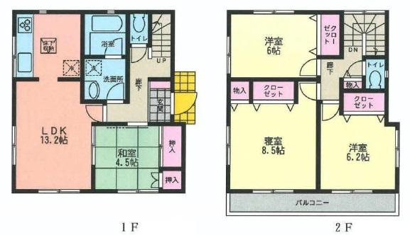 Floor plan. 41,800,000 yen, 4LDK, Land area 109 sq m , Building area 93.14 sq m   ■ The main bedroom 8.5 pledge in Pledge LDK13.2!  [Floor plan]
