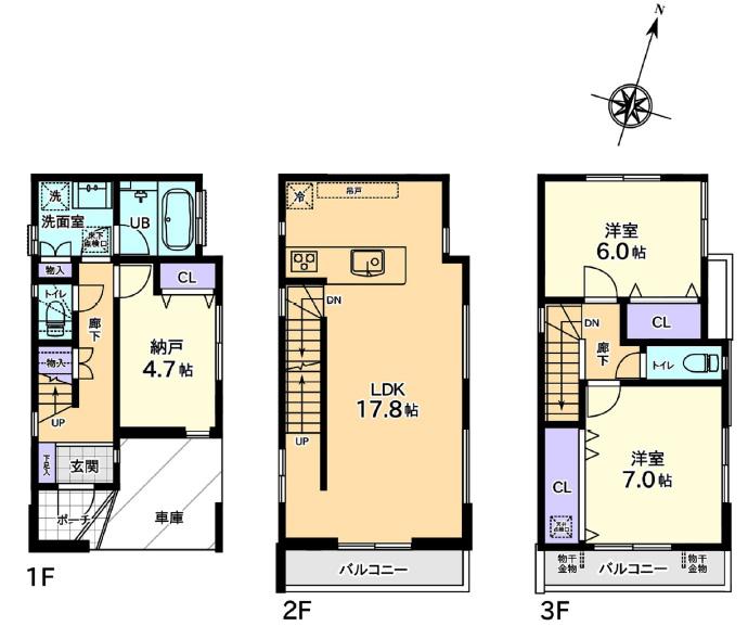 Floor plan. (C Building), Price 33,800,000 yen, 2LDK+S, Land area 54.62 sq m , Building area 99.36 sq m