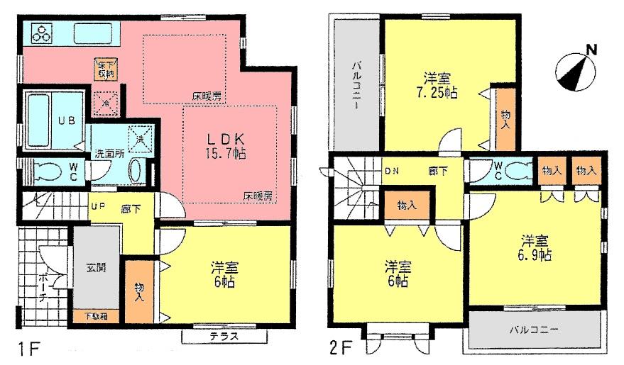 Floor plan. 31,800,000 yen, 4LDK, Land area 127.68 sq m , Building area 98.74 sq m floor plan
