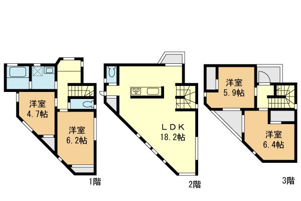 Floor plan. (5 Building), Price 37,958,000 yen, 4LDK, Land area 83.89 sq m , Building area 99.29 sq m