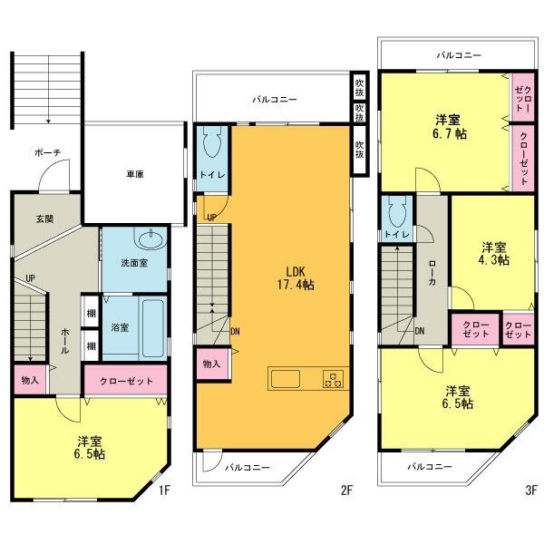 Floor plan. 41,958,000 yen, 4LDK, Land area 73.47 sq m , Building area 118.19 sq m
