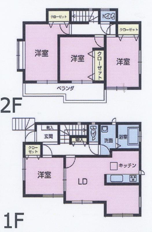 Floor plan. 22,800,000 yen, 4LDK, Land area 109.48 sq m , Building area 92.94 sq m
