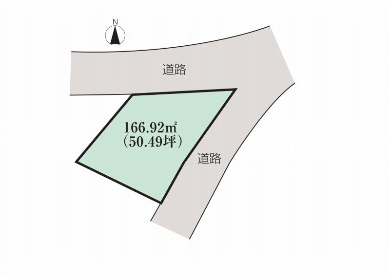 Compartment figure. Land price 25 million yen, This corner lot facing the land area 166.92 sq m prefectural road.