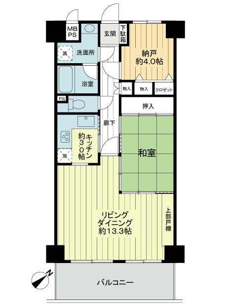 Floor plan. 1LDK + S (storeroom), Price 10.9 million yen, Footprint 60.5 sq m , Balcony area 9.9 sq m
