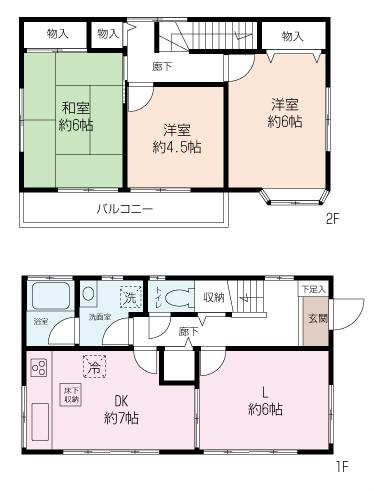 Floor plan. 13,900,000 yen, 4DK, Land area 96.55 sq m , It is taken between nice building area 74.52 sq m usability