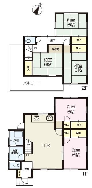 Floor plan. 13.8 million yen, 5LDK, Land area 165.53 sq m , Building area 108.88 sq m