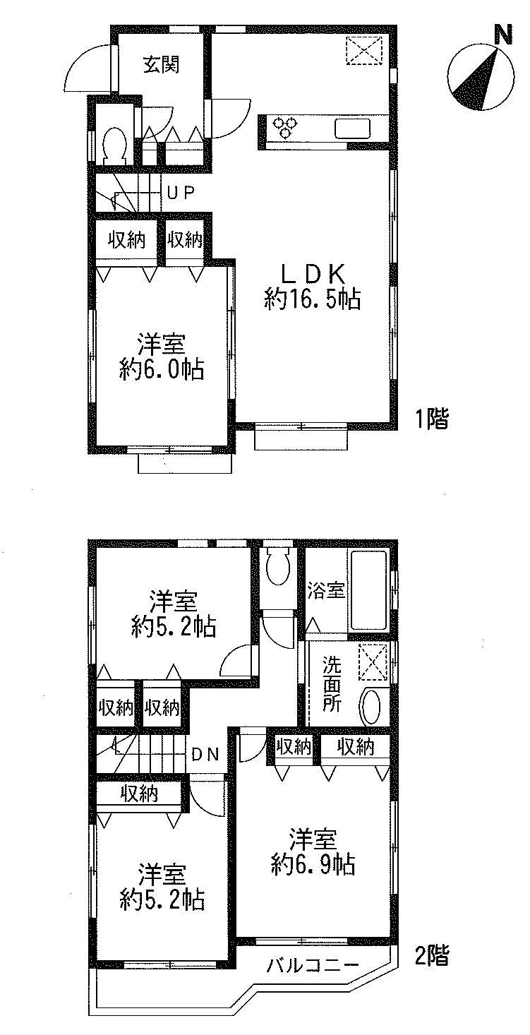 Floor plan. 31,800,000 yen, 4LDK, Land area 107.02 sq m , Building area 93.36 sq m