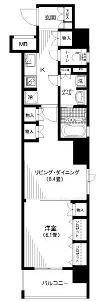 Floor plan. 1LDK, Price 23 million yen, Occupied area 43.52 sq m , Balcony area 5.11 sq m