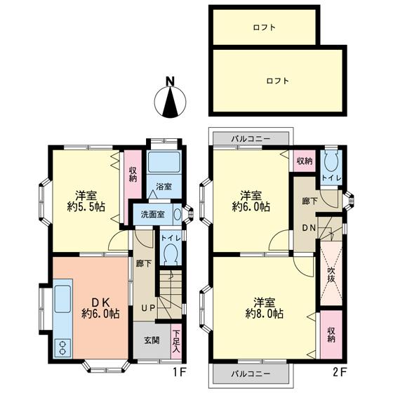 Floor plan. 8.8 million yen, 3DK, Land area 55.52 sq m , Building area 66.26 sq m