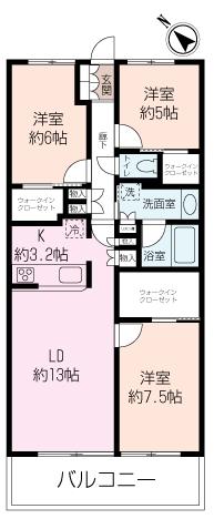 Floor plan. 3LDK, Price 34,800,000 yen, Occupied area 80.52 sq m , There is a balcony area 12.12 sq m All rooms closet, This use the room spacious