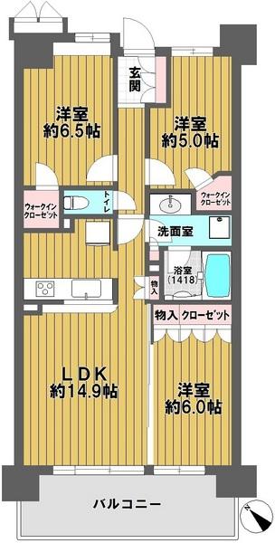 Floor plan. 3LDK, Price 28.8 million yen, Occupied area 70.45 sq m , Balcony area 12 sq m